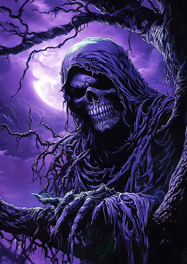 Grim Reaper in Purple &mdash; Horror Creepy metal poster