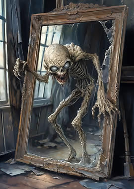 Creature in the Mirror &mdash; Horror Creepy metal poster
