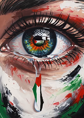 Eye Crying Palestinian Flag Tear &mdash; Letters To Gaza metal poster