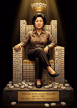 The Auntie Throne - Mahjong Queen Poster &mdash; Mahjong Reverie metal poster