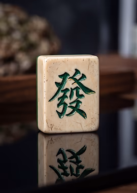 Green Dragon Mahjong Fine Art Print &mdash; Mahjong Reverie metal poster