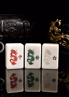 Dragon Tile Collection Luxury Mahjong &mdash; Mahjong Reverie metal poster