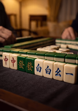 Winning Hand Mahjong Fine Art Macro Photography &mdash; Mahjong Reverie metal poster
