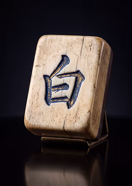 White Dragon Mahjong Fine Art Print &mdash; Mahjong Reverie metal poster