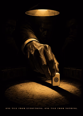 The Last Draw - Cinematic Mahjong Poster &mdash; Mahjong Reverie metal poster