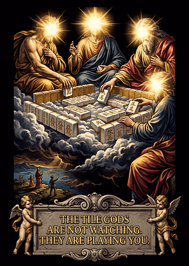 The Gods of Chance - Mahjong Mythology Poster &mdash; Mahjong Reverie metal poster