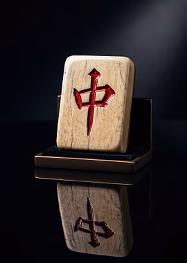 Red Dragon Mahjong Fine Art Print &mdash; Mahjong Reverie metal poster