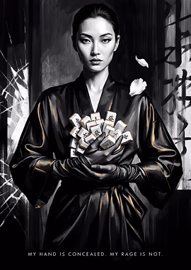 My Hand Is Concealed - Riichi Mahjong Poster &mdash; Mahjong Reverie metal poster