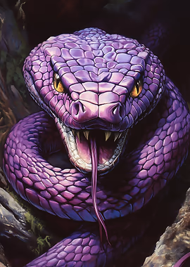 Purple Snake Illustration &mdash; Mancave metal poster