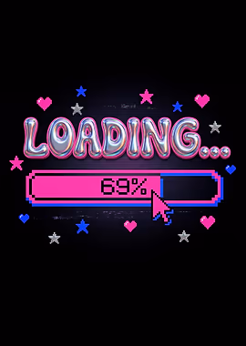 Retro Loading Screen with 69% &mdash; Mancave metal poster