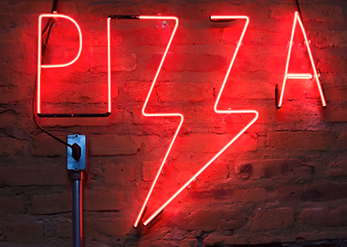 Pizza Pink Neon Sign &mdash; Mancave metal poster