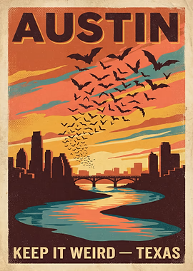 Austin Keep It Weird Vintage Poster &mdash; Mancave metal poster