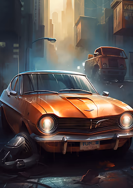 Cool Car Illustration &mdash; Mancave metal poster