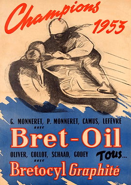 Champions 1953 Bret Oil &mdash; Motorcycle Vintage Races metal poster