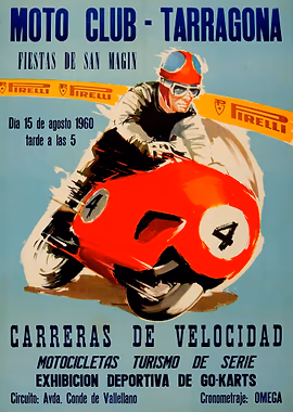 Moto Club Tarragona 15 Agosto 1960 &mdash; Motorcycle Vintage Races metal poster
