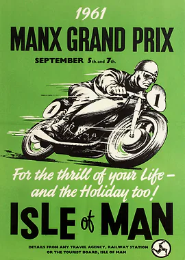 Manx Grand Prix 1961 Isle Of Man &mdash; Motorcycle Vintage Races metal poster