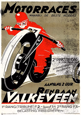 Motorraces 6 Juni 1938 Valkeveen &mdash; Motorcycle Vintage Races metal poster