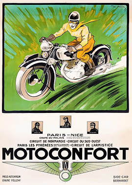 Motoconfort Paris Nice &mdash; Motorcycle Vintage Races metal poster