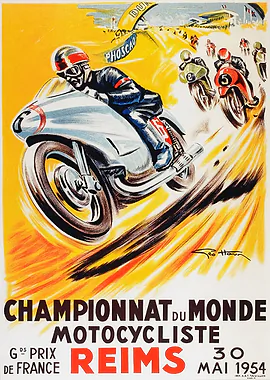 Championnat Du Monde Reims 30 Mai 1954 &mdash; Motorcycle Vintage Races metal poster
