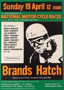 Brands Hatch National &mdash; Motorcycle Vintage Races metal poster