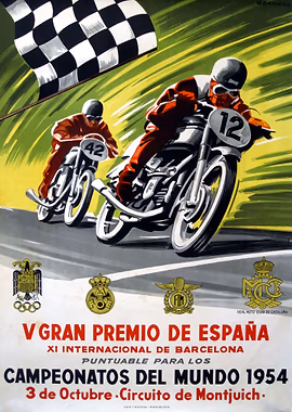 Gran Premio Espana 1954 Montjuich &mdash; Motorcycle Vintage Races metal poster