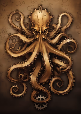 Steampunk Octopus &mdash; Octovibes metal poster