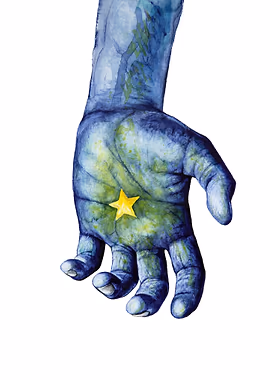 Yellow Star &mdash; Spotlight metal poster