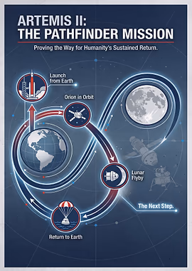 Artemis II Mission Path &mdash; Spotlight metal poster
