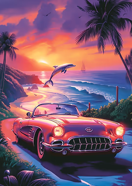 Retro 80s Dolphin &mdash; Spotlight metal poster