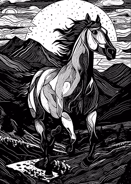 Geometric Horse &mdash; Spotlight metal poster