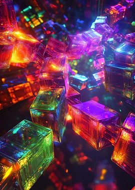 Rainbow Cubes Abstract &mdash; Spotlight metal poster