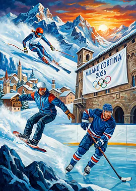 Milano Cortina 2026 Winter Olympics Art &mdash; Spotlight metal poster