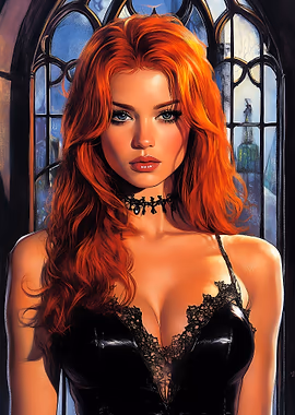 Redhead Woman in Black Dress &mdash; The Women metal poster