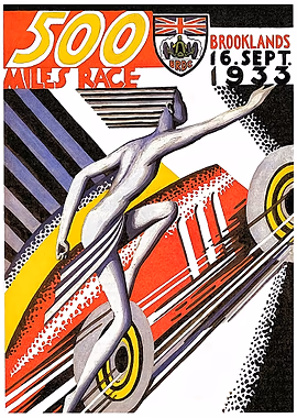 500 Miles Race Brooklands 16 sept 1933 &mdash; Vintage Races metal poster