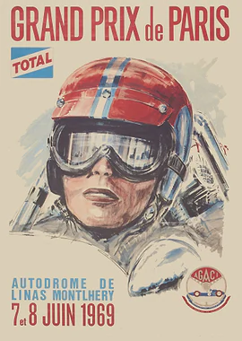 Grand Prix de Paris Autodrome de Linas Montlhery 1969 &mdash; Vintage Races metal poster